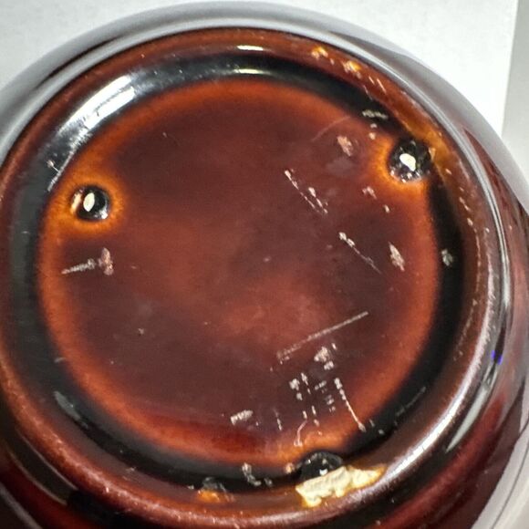 Vintage Art Pottery Brown Drip Glazed Round Vegetable/Serving Bowl 8.25”x2.5” - Picture 3 of 7